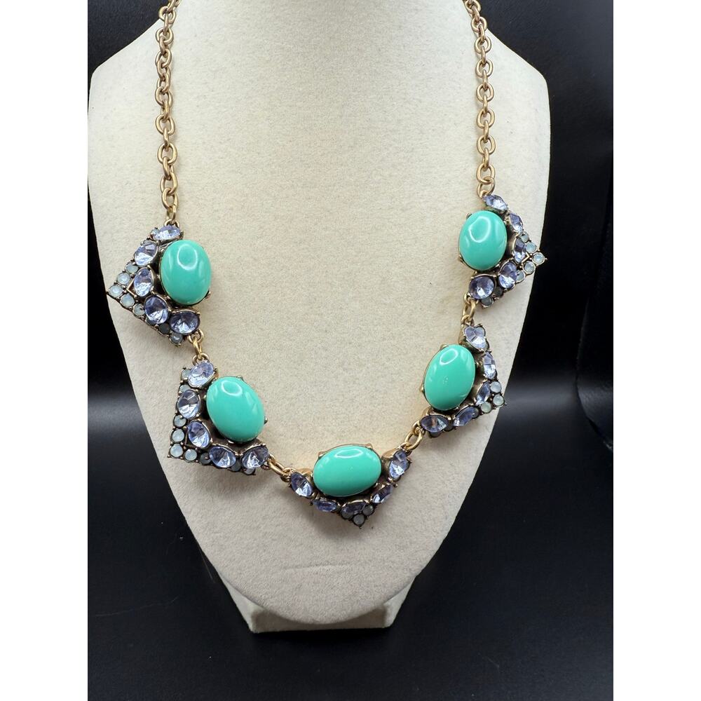 Stella & Dot Rory Turquoise Cabochon Art Deco Style Necklace